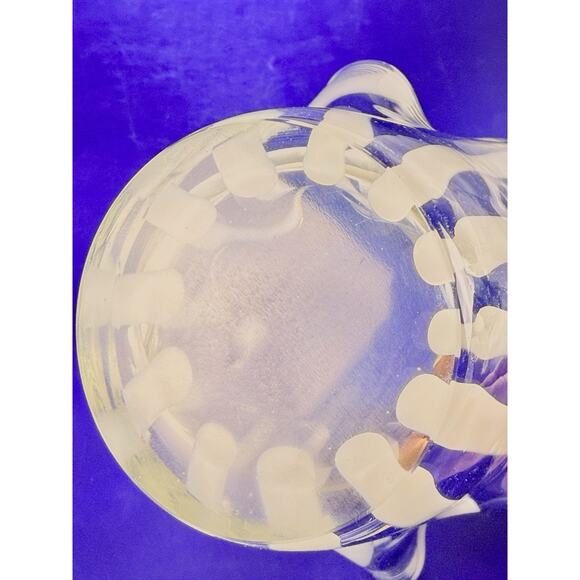 Handkerchief Vase Murano Style Art Glass Ruffled Bowl Hand Blown 4.5” W/ Stripes - Picture 5 of 9